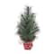 12" Green Pine Accent Tree in Red & Pink Striped Fabric Base by Ashland®
